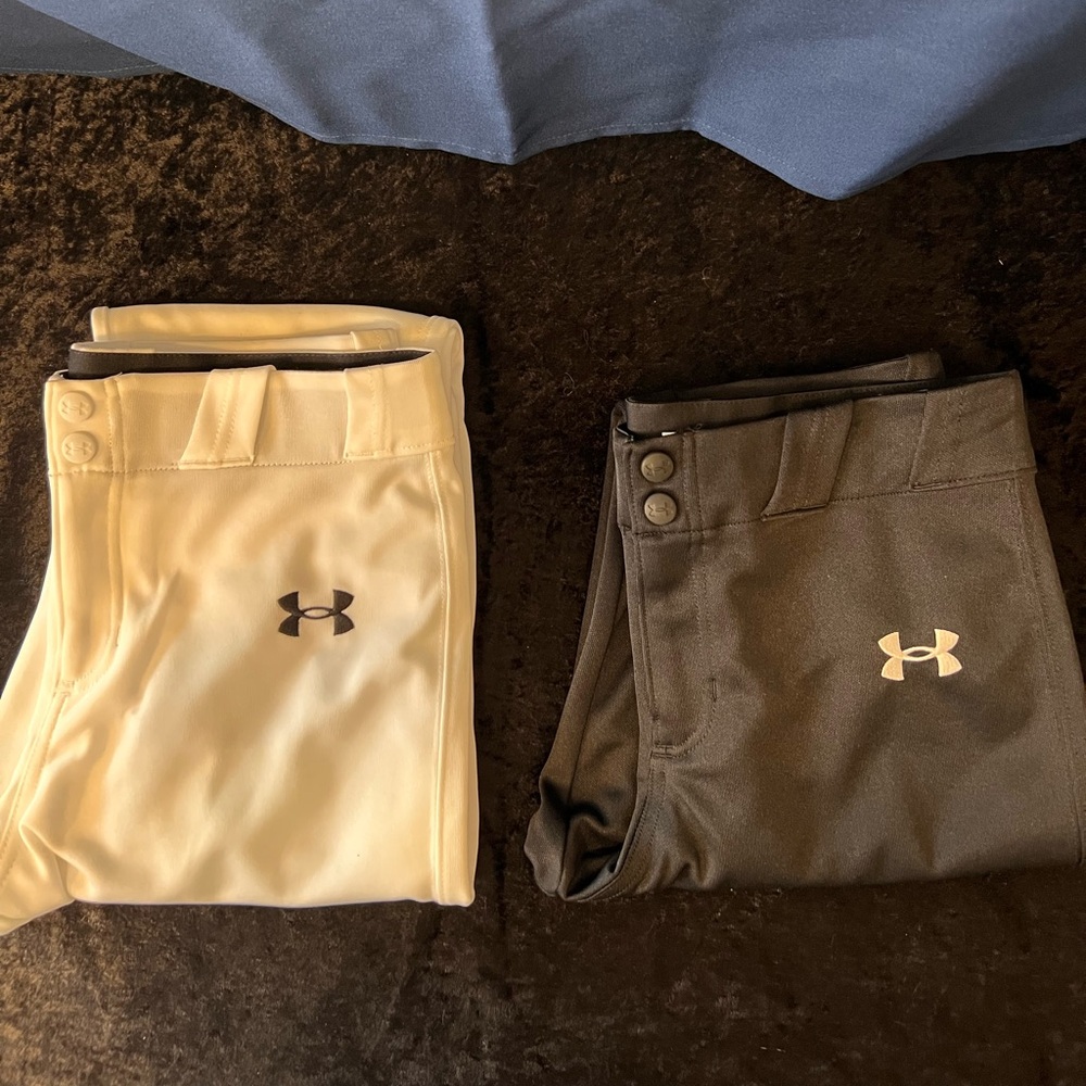Under Armour Youth LG Baseball Pants, 3  BL Tapered Leg and 1 WH Tapered Leg